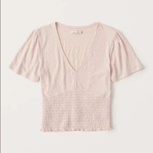 Abercrombie & Fitch Smocked Flutter Sleeve Top - Size Small, Color Light Pink